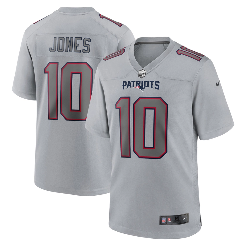 New England Patriots Nike Atmosphere Jersey - Mac Jones 10 - Grey - Mens
