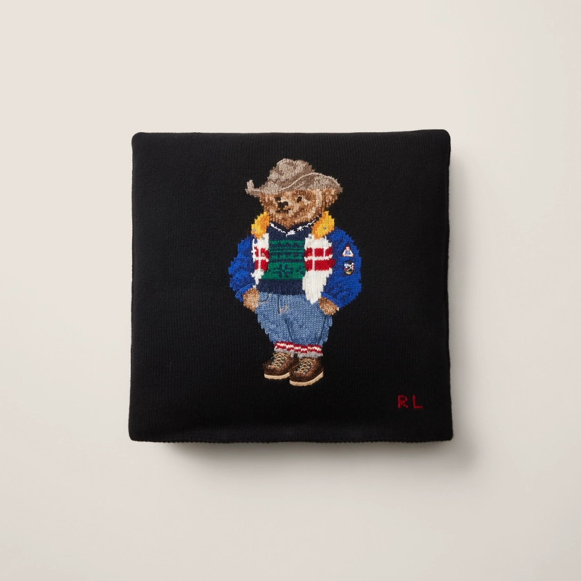 Ski Polo Bear Throw Pillow