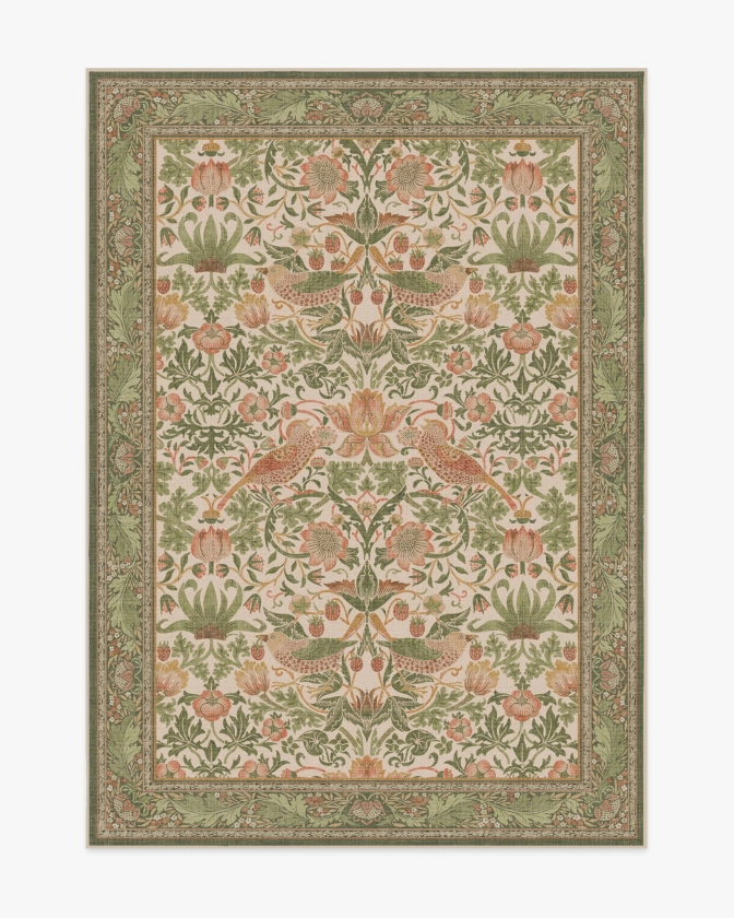 Morris & Co. Strawberry Thief Sage & Rose Tufted Rug | Ruggable