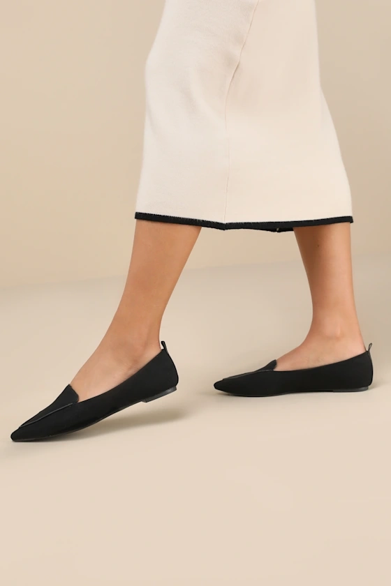 Emmy Black Suede Pointed Loafers