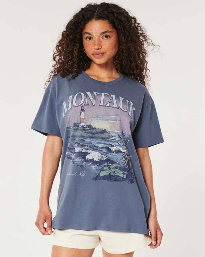 Women's Oversized Mykonos Greece Graphic Tee | Women's Tops | HollisterCo.com