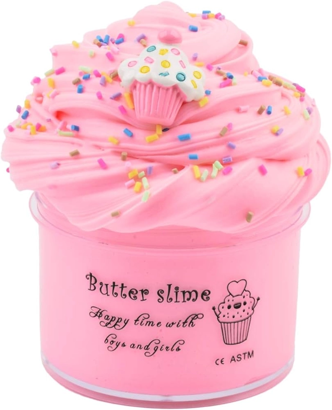 Amazon.com: Pink Cake Butter Slime 200ML Premade Butter Slime Non Sticky Cotton Mud Stress Relief Sludge Stretchy Toys for Kids Party Favors : Toys & Games