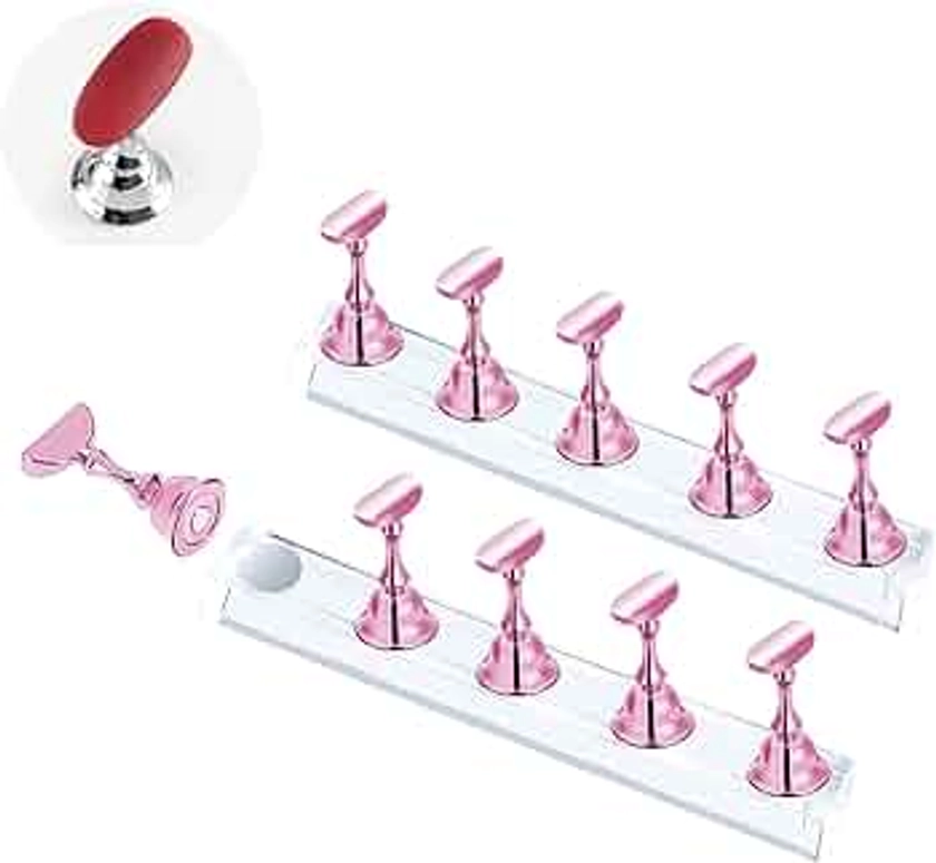 Magnétique pour Faux Ongles, Présentoir à Ongles en Acrylique, 2 Pièces Nail Art Tips Stand Holder, Présentoir à Ongles en Acrylique Support, Support Magnétique Transparent