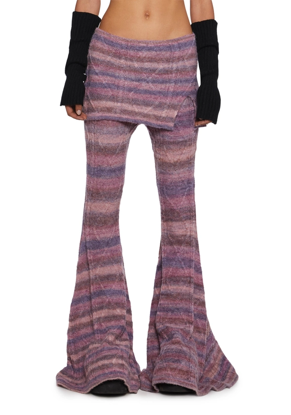 Current Mood Space Dye Flared Pants With Skirt - Multi