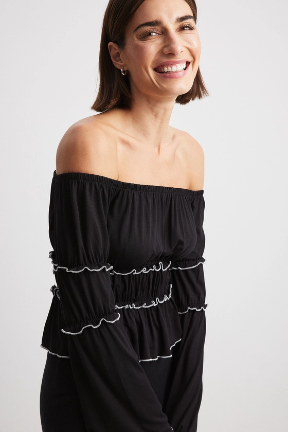 Frill Detail Top Black