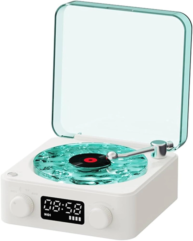 Waves Vinyl Bluetooth Speaker - The Waves Vinyl Player,Bluetooth Vinyl Record Waves Player, Mini Retro White Noise Bluetooth Speaker, Portable Old Ethylene Album, RGB Light & Nature Sounds (White): Amazon.co.uk: Electronics & Photo