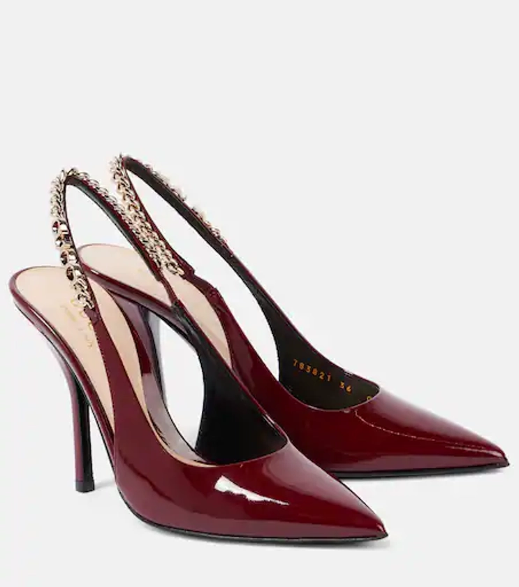 Signoria patent leather slingback pumps in red - Gucci | Mytheresa