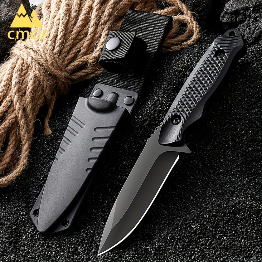 1pc High Hardness Pocket Knife With Sheath, Portable Fruit Peeling Outdoor Camping BBQ Knife, Diving Knife With Sheath