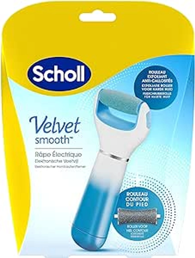 Scholl Râpe Pieds Electrique Velvet Smooth Rouleau Exfoliant et Anti-Callosités avec Recharge Contour du Pied et Piles Incluses : Amazon.fr: Hygiène et Santé