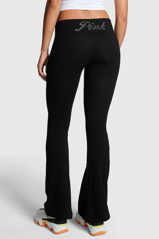 Buy Victoria's Secret PINK Pure Black Shine Cotton Foldover Flare Legging from the Next UK online shop