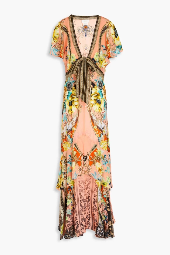 CAMILLA Crystal-embellished tiered floral-print silk crepe de chine maxi dress | THE OUTNET