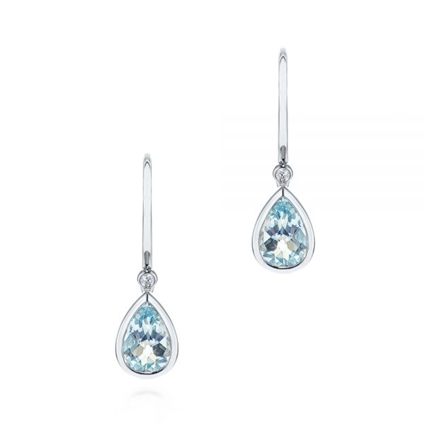 Pear Shaped Aquamarine And Diamond Earrings