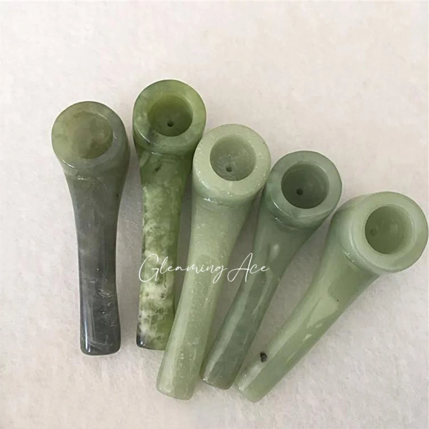 Natural Stone Jade Smoking Pipe, Xiu Jade Hand Pipe, Jade Cigarette Holder, Handmade Jade Tobacco Pipe