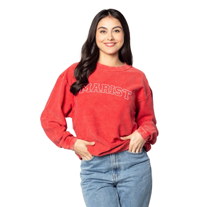 Womens Chicka D RED Marist College Corded Crew