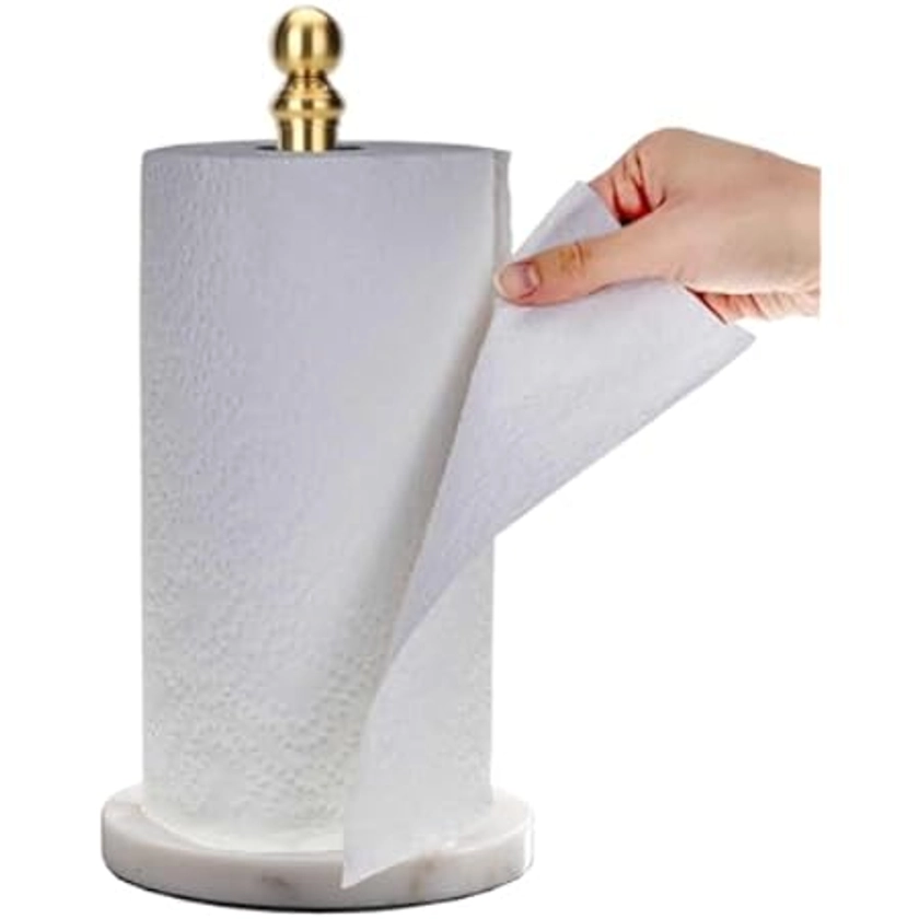 Amazon.com: Suporte de toalha de papel, suporte de rolo de papel toalha de pé para cozinha e banheiro, com base de mármore ponderada para operação com uma mão (ouro), suporte de toalha de papel dourado, suporte : Casa