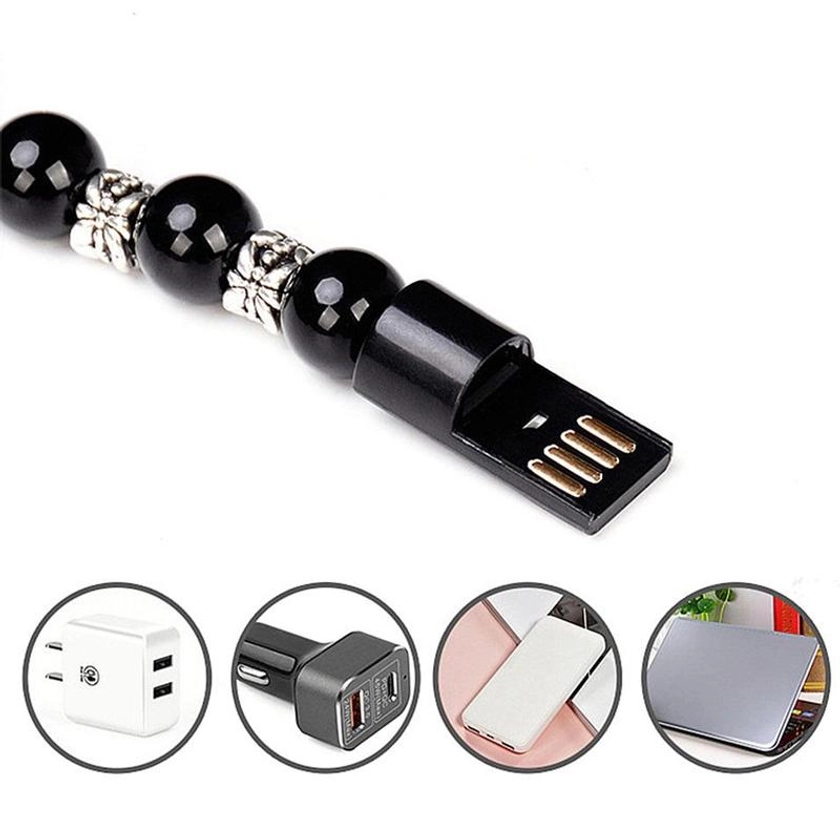Creative Black Bracelet USB Charging Cable For Your Mobile Phone For IPhone Micro USB Type C Sync Data Fast Charging Cord