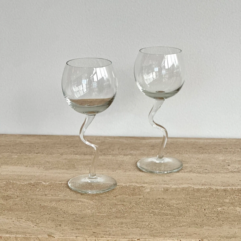 Wavy Stem Mini Wine Coupes (Pair)