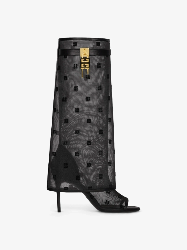 Bottes sandales Shark Lock Stiletto en résille 4G - noir | GIVENCHY FR