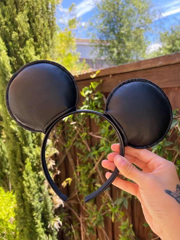 Black Faux Leather Mouse Ears / Black Mouse Ears - Etsy