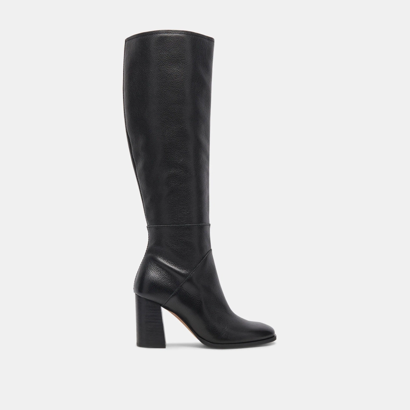 Fynn Boots Onyx Leather | Knee-High Onyx Leather Boots