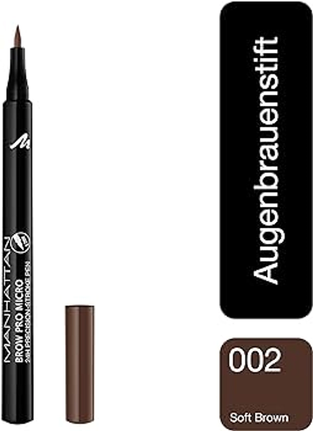 Manhattan Brow Pro Micro Pen Augenbrauenstift, in der Farbe 002 Soft Brown, Flüssiger Eyebrow Pencil mit ultra-präziser 0,2 mm Spitze, Für einen natürlichen Augenbrauen-Look