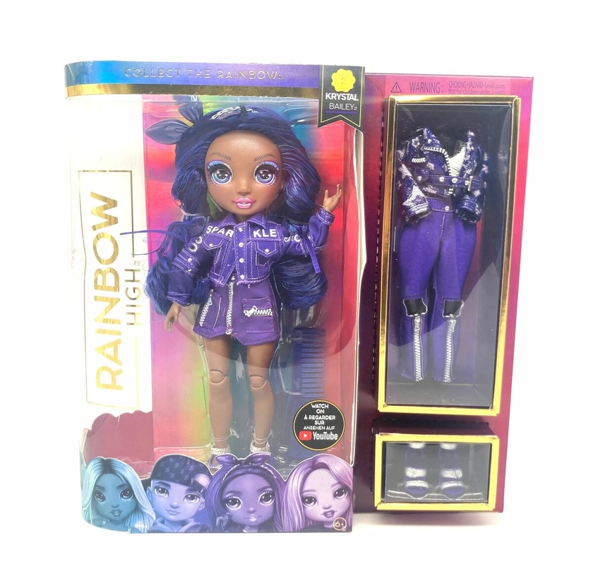 Rainbow High Krystal Bailey - Indigo Fashion Doll, 2 Complete Mix & Match Outfit