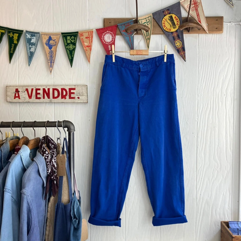 Vintage French Cobalt Workwear Trousers W28” | Bobby & Dandy