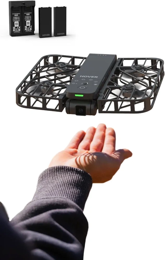 HOVERAir X1 Self-Flying Camera, Pocket-Sized Drone HDR Video Capture, Palm Takeoff, Intelligent Flight Paths, Follow-Me Mode, Foldable Action Camera with Hands-Free Control Black (Combo Plus)