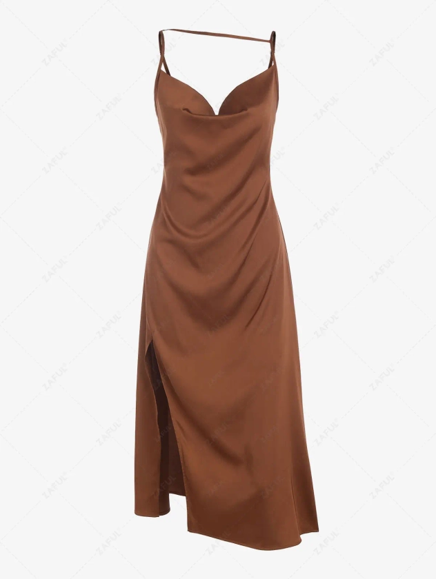 ZAFUL High Slit Midi Slip Dress