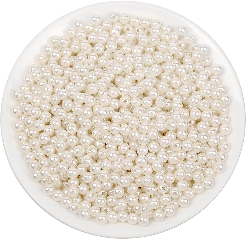 Amazon.com: anezus Pearl Beads for Craft, 1000pcs Ivory Faux Fake Pearls, 6 mm Small Sew on Pearl Beads with Holes for Jewelry Making, Bracelets, Necklaces, Hairs, Crafts, Decoration and Vase Filler