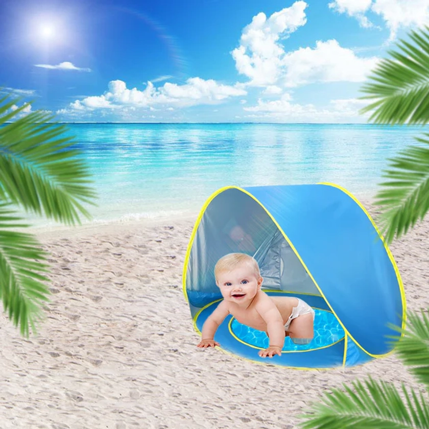 Children Babies Beach Tents Shade Bule