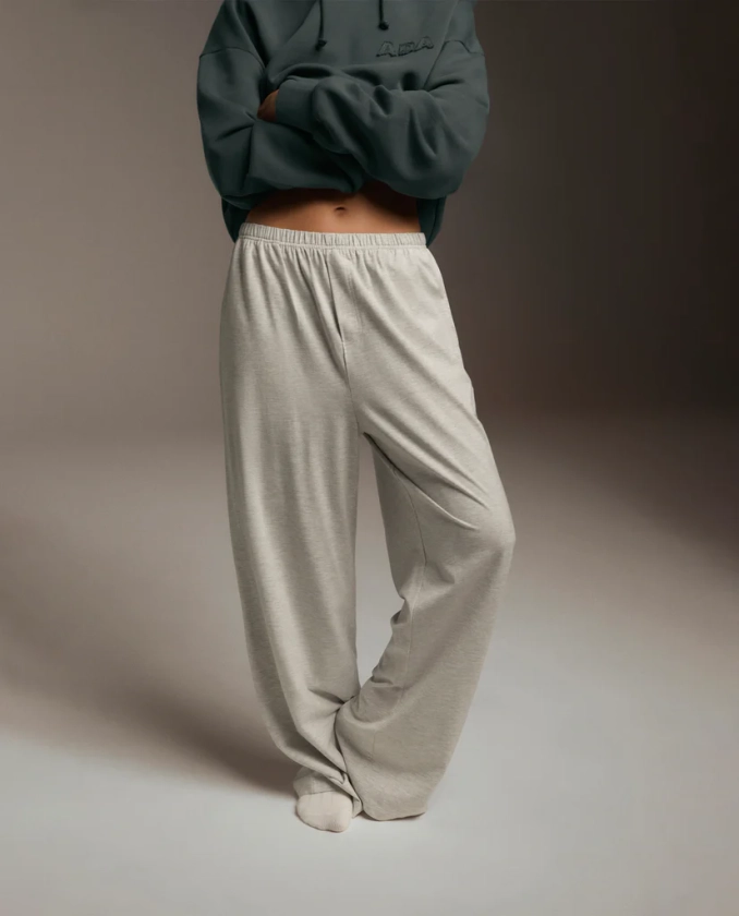 Modal Cotton Pants - Grey Melange