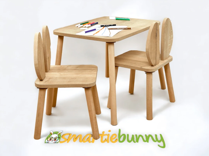 Table et chaises en bois pour enfants Table Montessori Chaise Montessori Ensemble table et chaises en bois pour enfants Table d'activités Chaise lapin Cadeau pour enfant - Etsy France