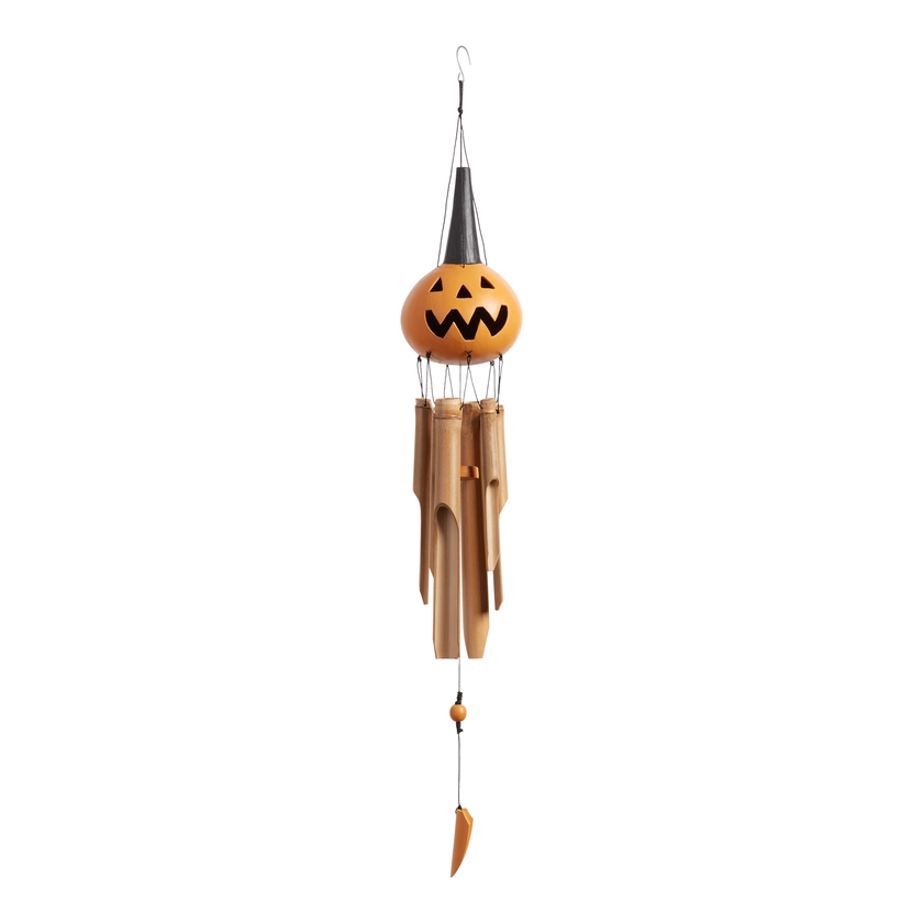 Wood and Bamboo Jack O Lantern Wind Chime - World Market