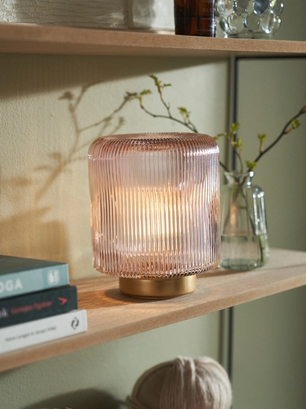 Lampe à LED | Fer/verre. Ø16,3 x 14,8 cm. | Light Brown, Gold