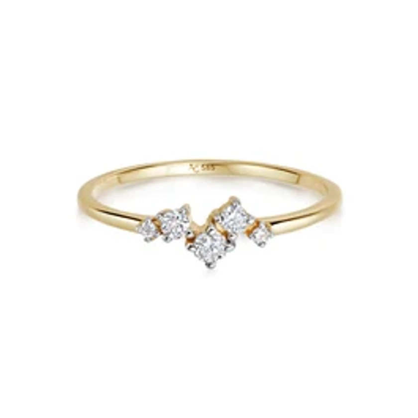 Solid Gold Lab Grown Diamond Cluster Promise Ring