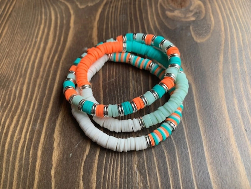 Teal Mix Clay Bracelets