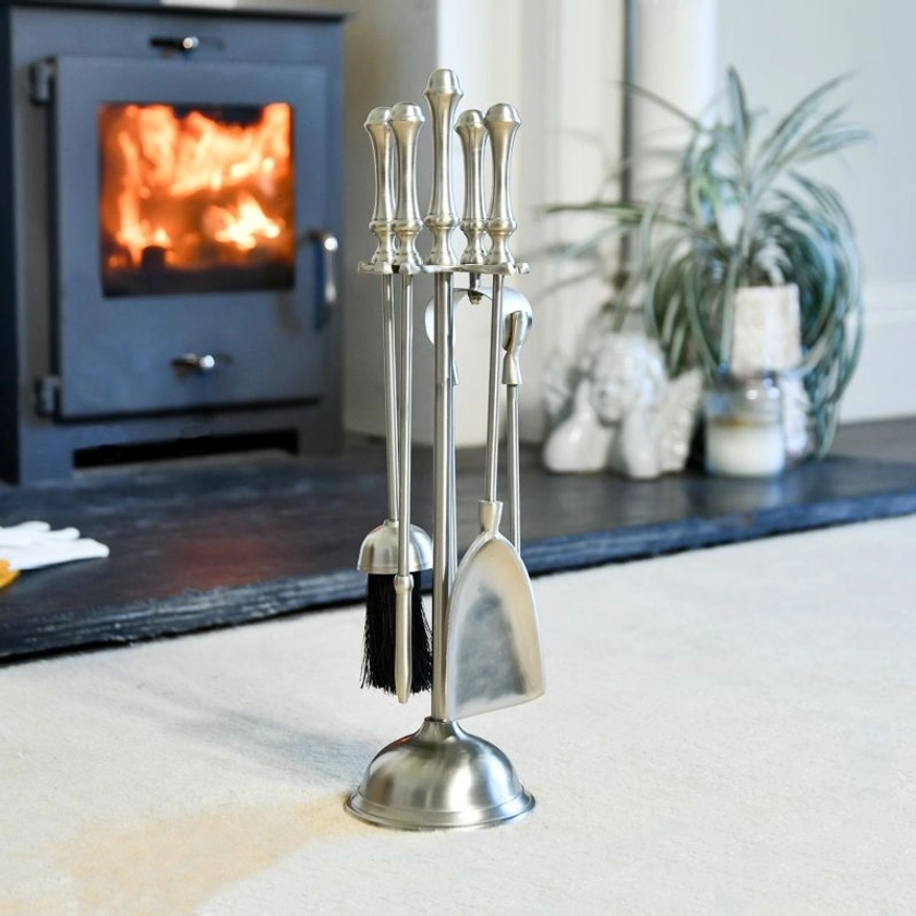 Traditional Polished Pewter Finish Companion Set - 50cm