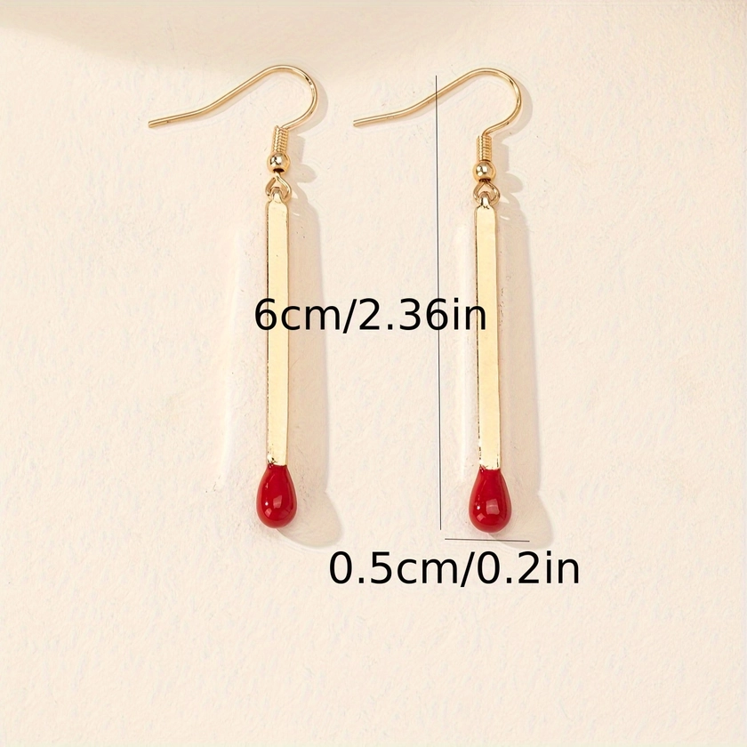 Chic Matchstick Dangle Earrings Women Boho Zinc - Temu