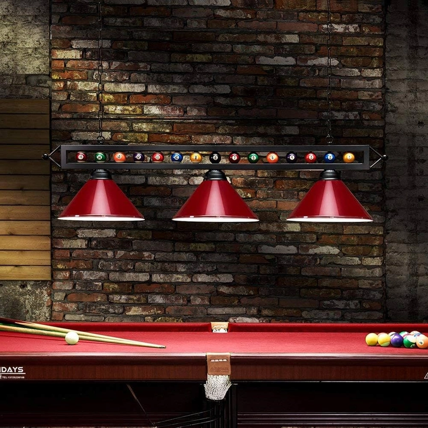 Wellmet 59 inch Hanging Pool Table Light Fixture for Game Room Beer Party, Ball Design Metal Billiards Light with 3 Lamp Shades, Suitable for 6ft 7ft 8ft Pool Tables : Amazon.co.uk: Sports & Outdoors