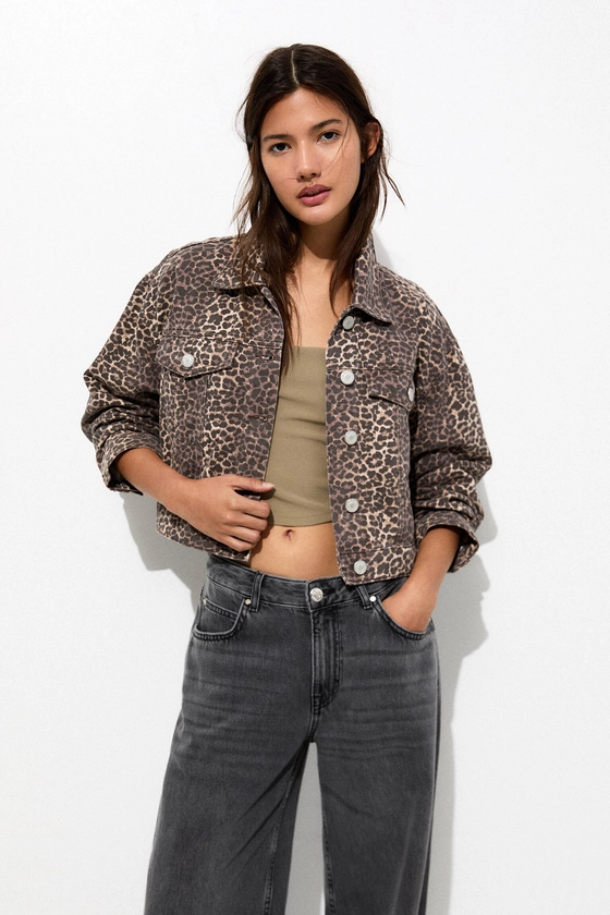 Veste cropped léopard