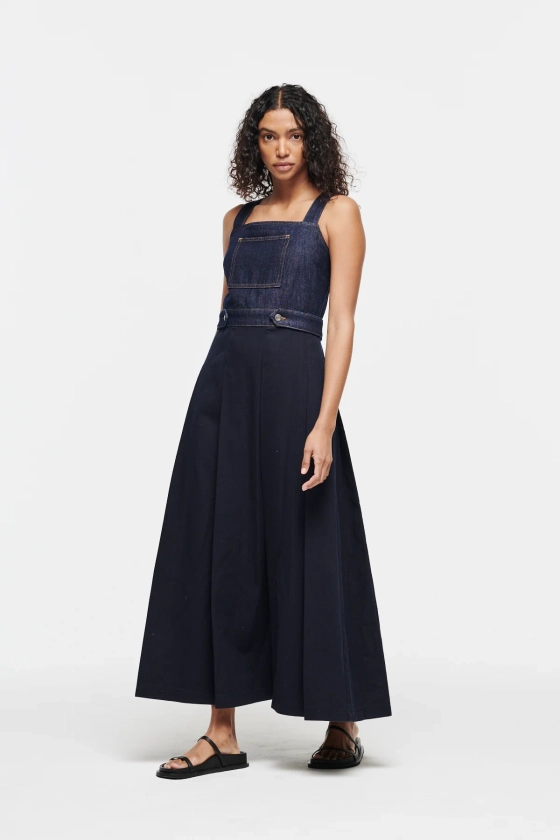 Parks | Cotton and Denim Midi Dress | ALIGNE