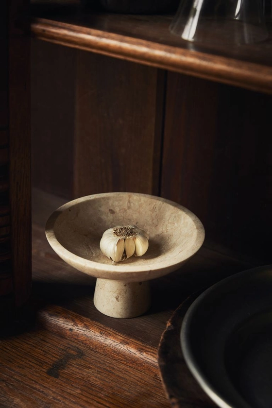 Marble pedestal bowl - Light beige - Home All | H&M GB