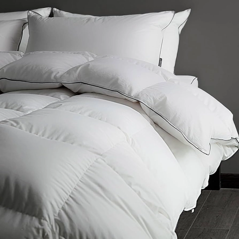 Amazon.com: HYVIF Luxury White Down Comforter Queen Size - 750 Fill Power All Season Duvet Insert, Medium Warmth Down Fiber Bed Comforters, Fluffy and Cozy - White, Queen 90 X 90” : Home & Kitchen