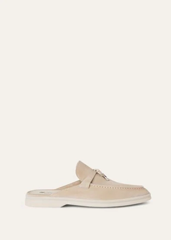 Babouche Charms Walk Loafers in Suede, Suede Goatskin Linen | Loro Piana