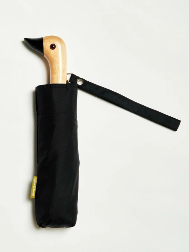 Parapluie convivial noir | Parapluie écologique | Tête de canard originale