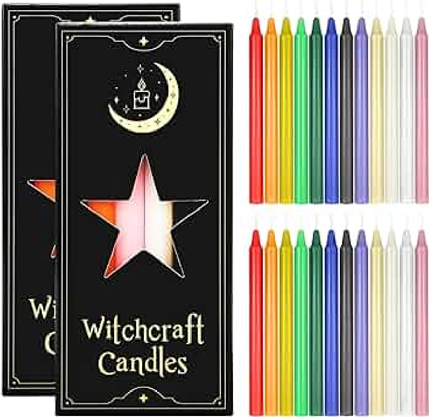 24 pcs colored candle Chime Candle |Spell Candle Unscented Colored Candles Mini Taper |16cm-6.5Inch Tall x 0.4 Inch Diameter, Candle Holder Rituals, Prayer, Meditation