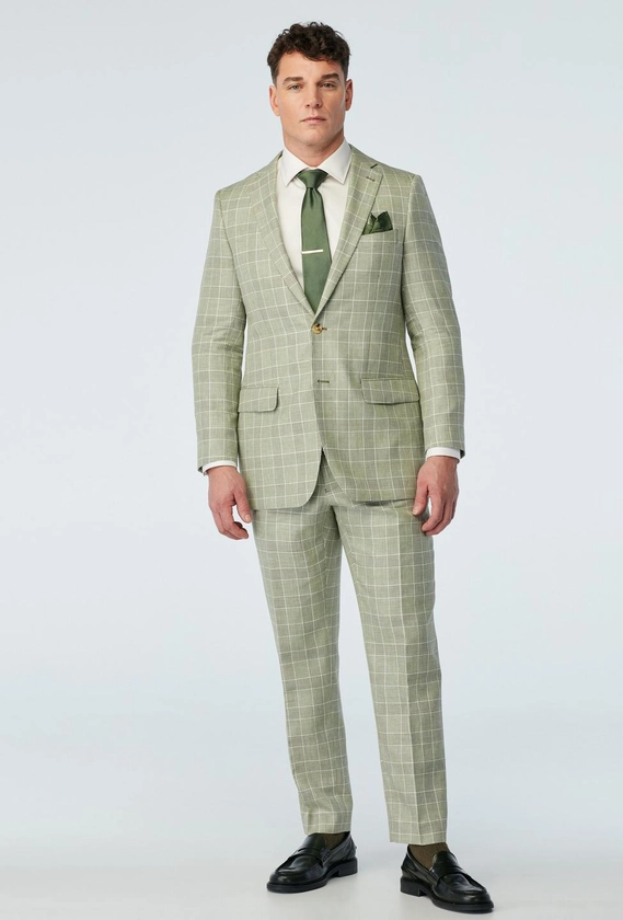 Men's Custom Suits - Outwell Plaid Olive Suit | INDOCHINO