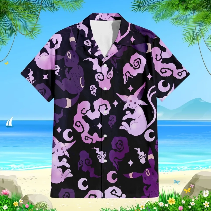 Espeon Umbreon Hawaiian Shirt sold by Gujarati Gold | SKU 44107461 | Printerval