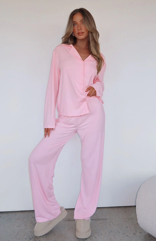 Pillow Talk Long Sleeve Pyjama Set Baby Pink